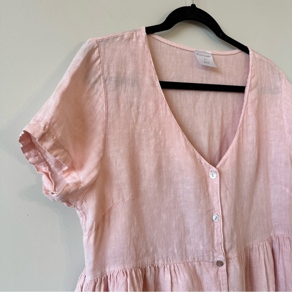 JILLIAN Harris X Priv-Linen Babydoll Button Front Mini Summer Dress (Size:Large) - Picture 7 of 12
